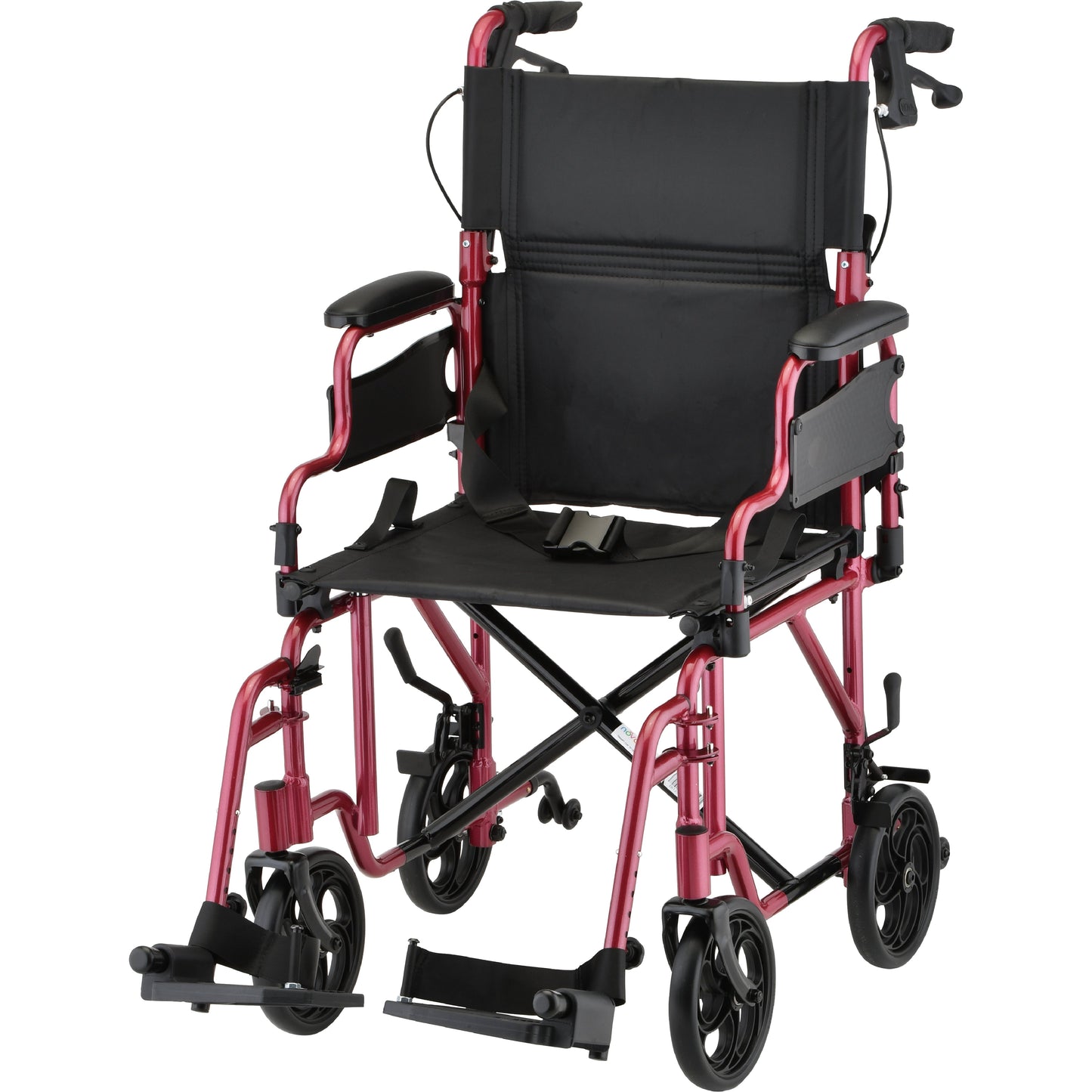 Lightweight Transport Chair with Locking Hand Brakes, Flip Up Arms and Anti-Tippers