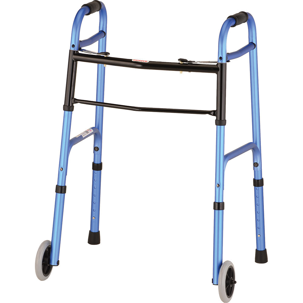 Nova Folding Walker With 5" Wheels in Blue