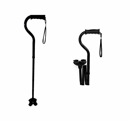 Folding Hybrid Cane with Quad Tip