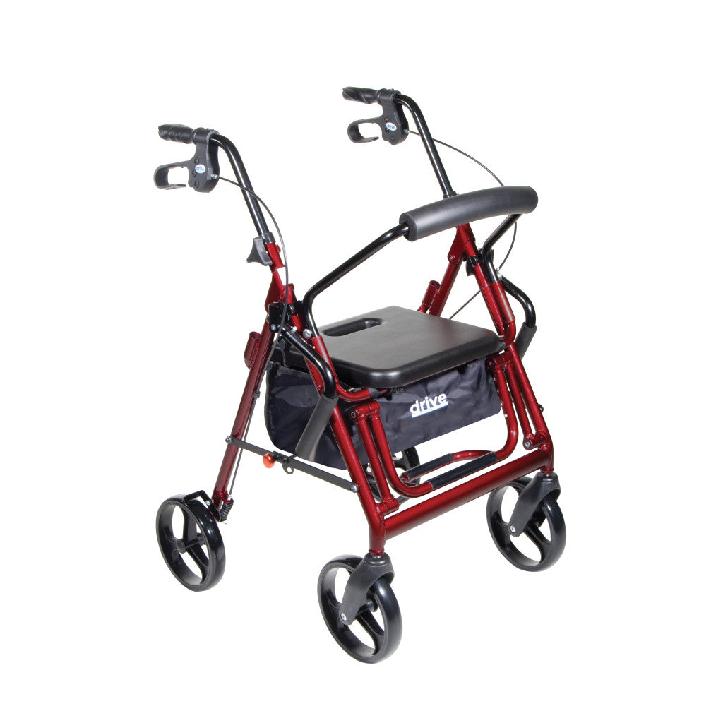 Drive Medical DUET Rollator Transport Chair in Burgundy, front view
