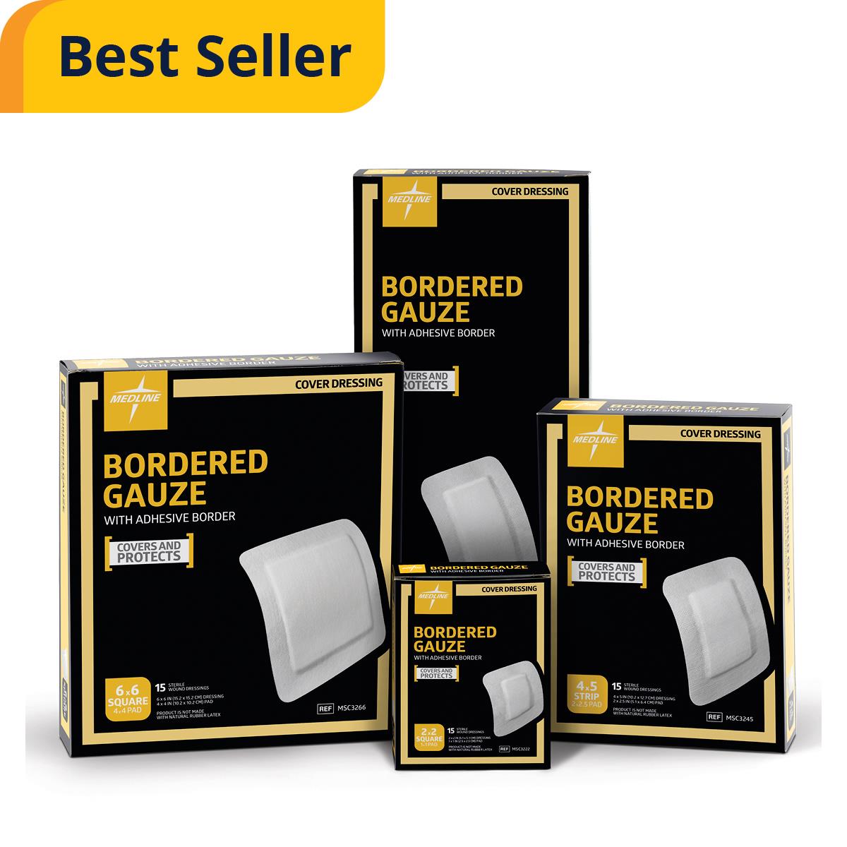 Medline Bordered Gauze Adhesive Island Wound Dressings (Box of 15)
