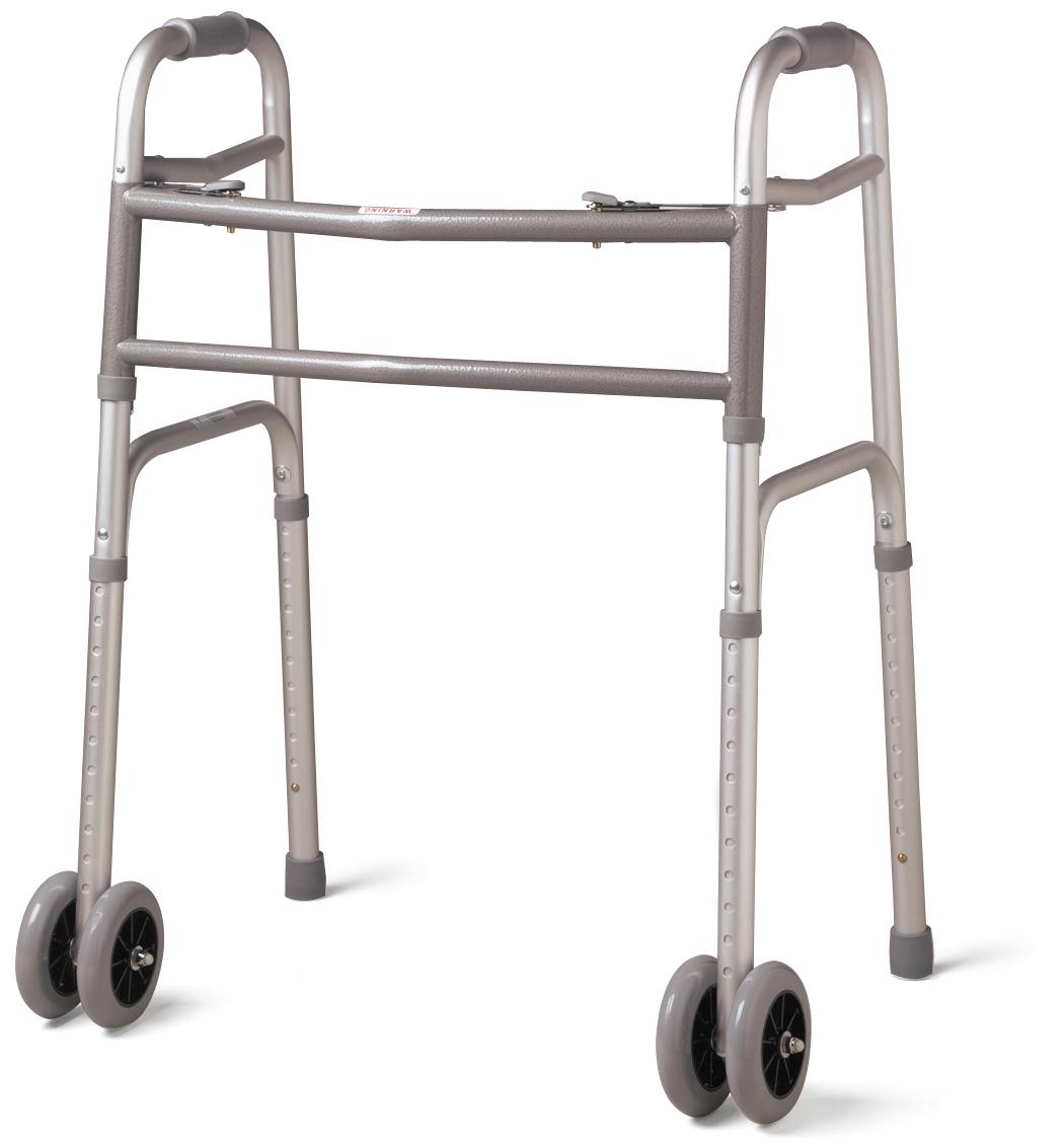Medline Bariatric Folding Walker with dual 5" front wheels