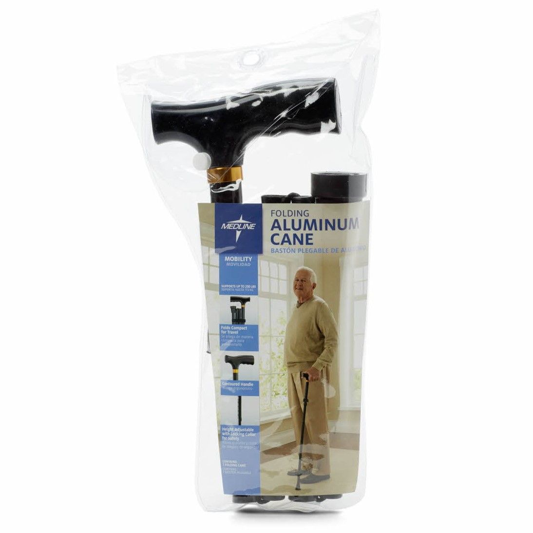 Folding T-Handle Cane, Black