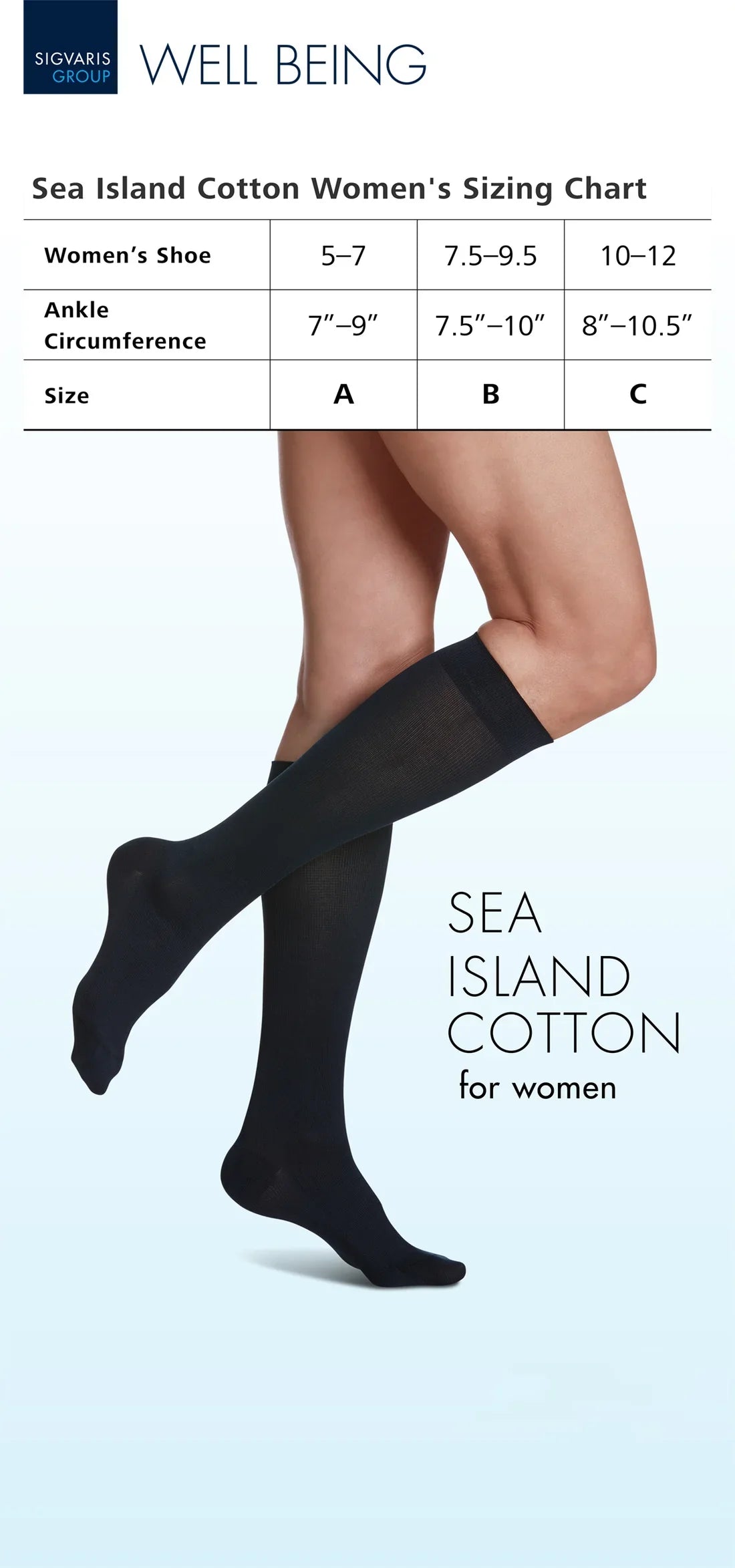 Sea Island Cotton for Women Calf Compression Socks (15-20 mmHg)