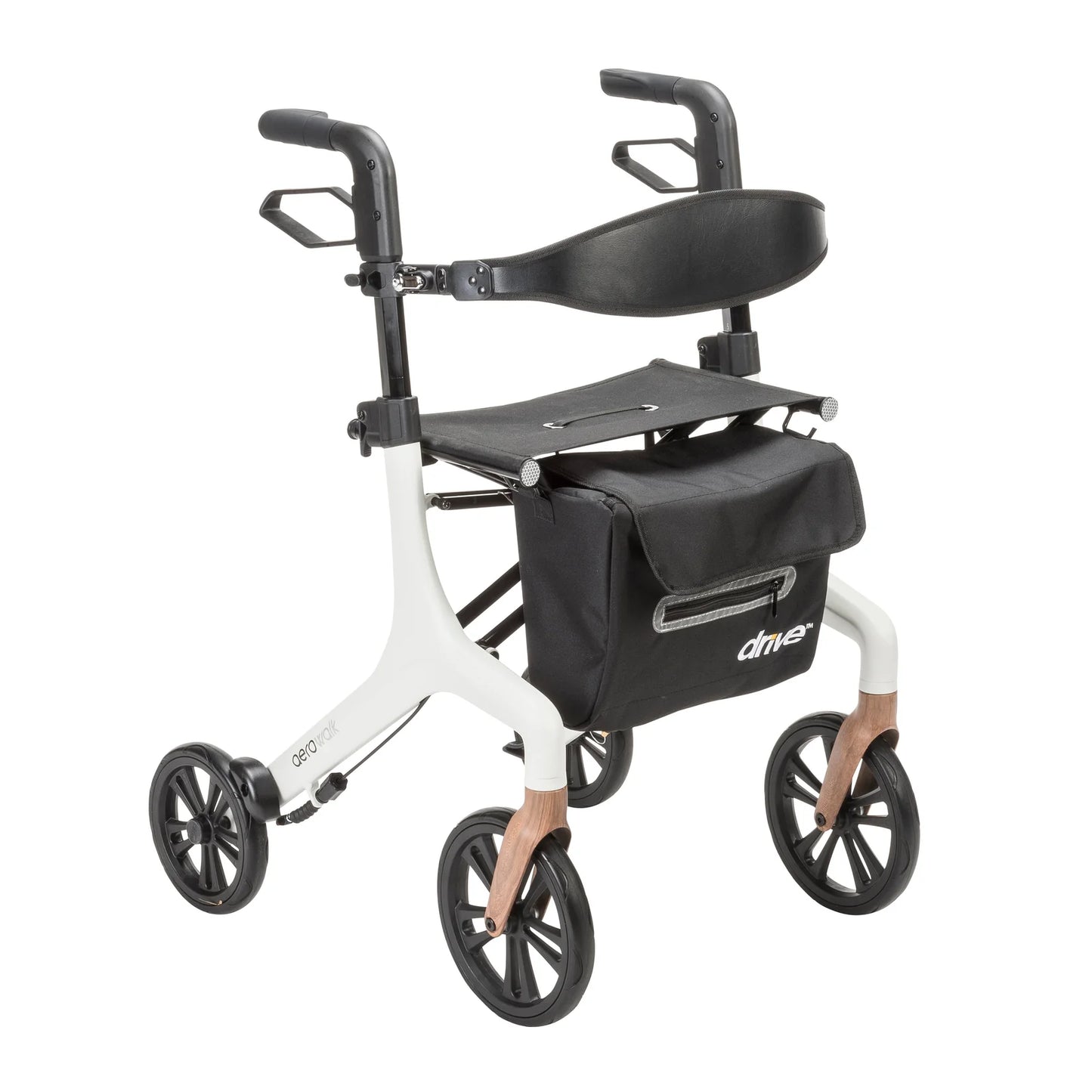 Drive Medical AEROWALK Ultra-Lite Rollator in White, front view