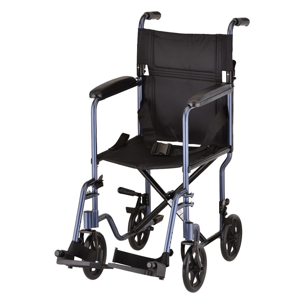 Nova Lightweight Transport Chair - with Swing Away Footrest in Blue 