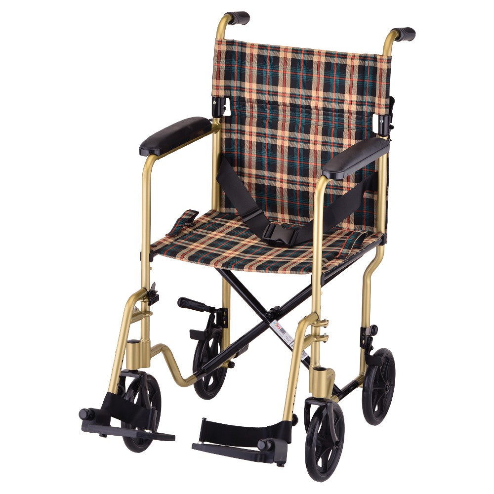 Nova Lightweight Transport Chair - with Swing Away Footrest in Champagne 