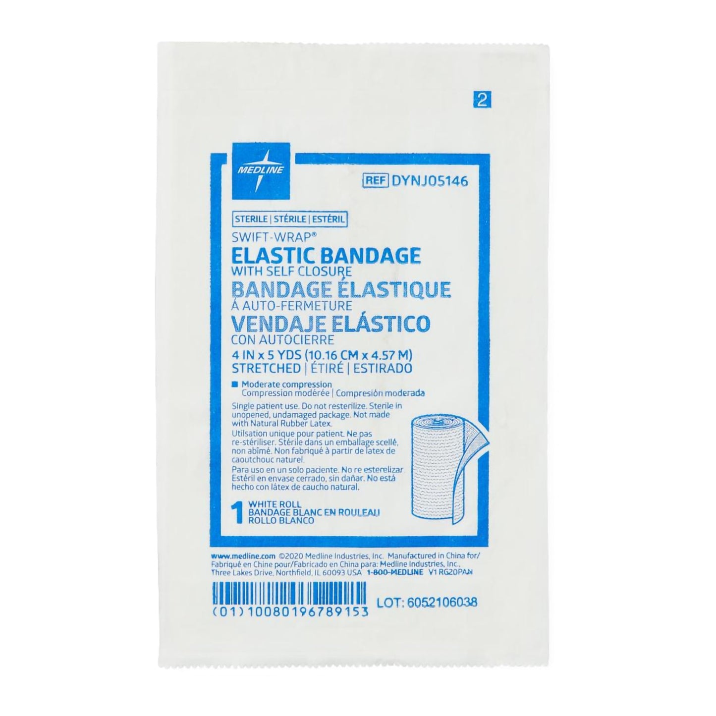 Sterile Swift-Wrap Elastic Bandage with Self-Closure, 4" x 5 yd.