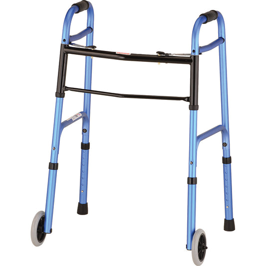 Nova Folding Walker With 5" Wheels  in Blue