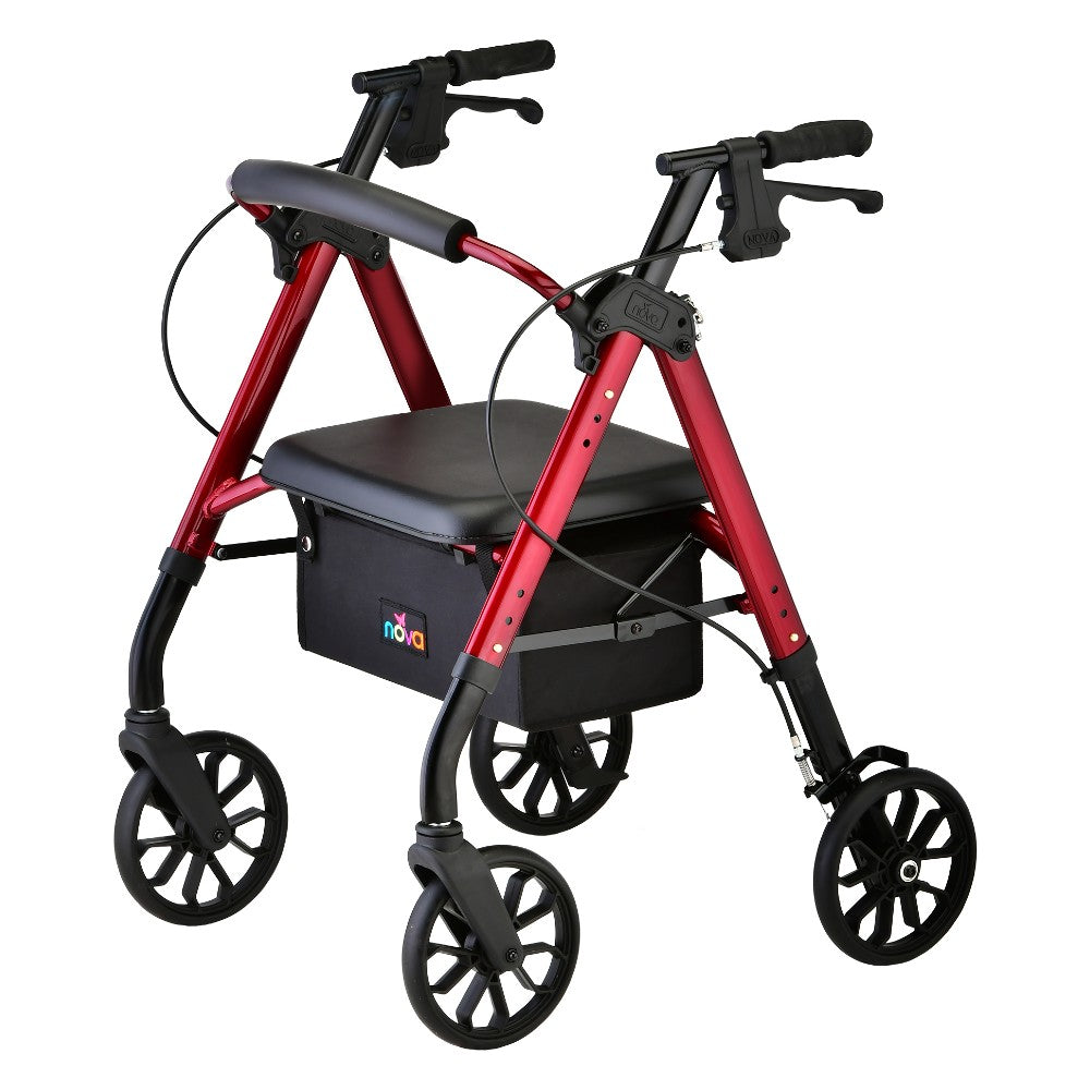 Nova Star 8 Rollator Walker with 8" Wheels in Red