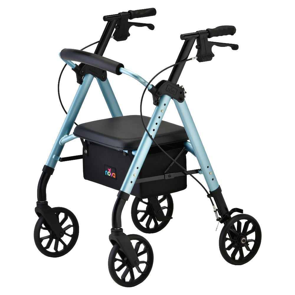 Nova Star 8 Rollator Walker with 8" Wheels & Standard Size in Diamond Blue