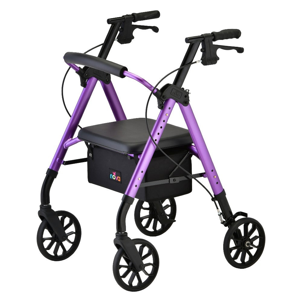 Nova Star 8 Rollator Walker with 8" Wheels & Standard Size in Purple