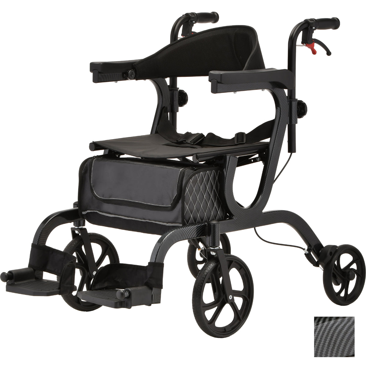 Nova Gemini 2 in 1 Rollator Transport Chair in Black