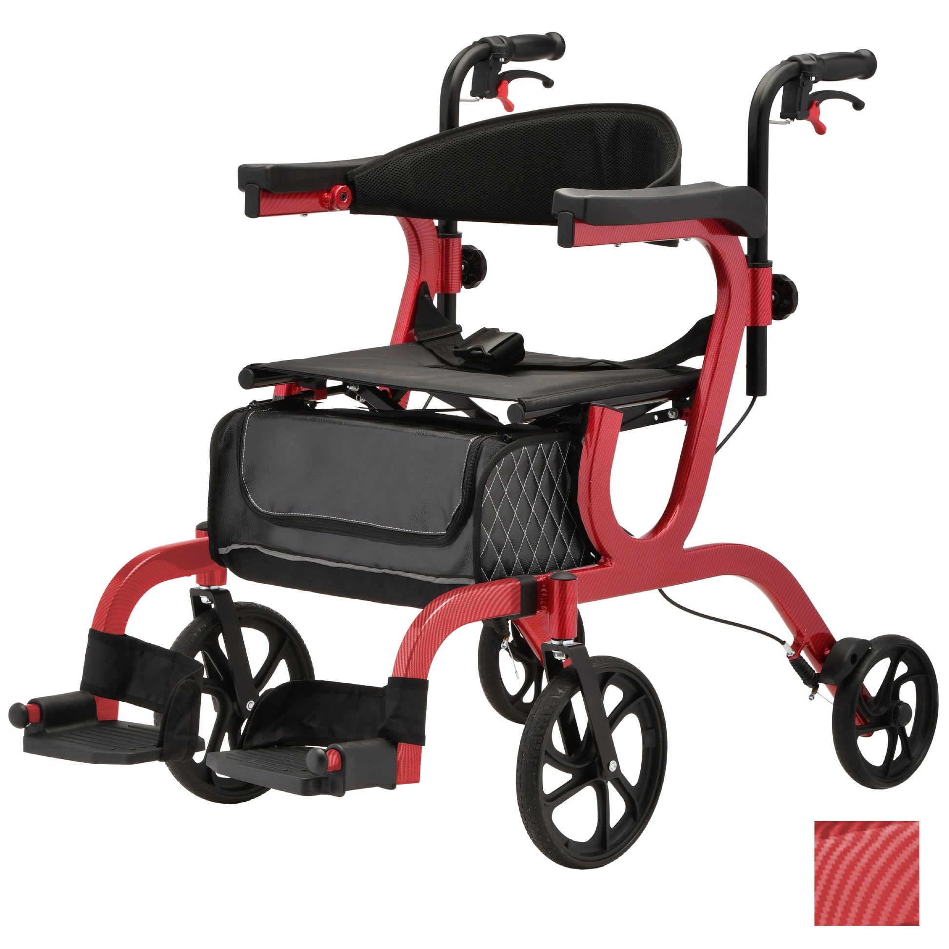 Nova Gemini 2 in 1 Rollator Transport Chair in Red