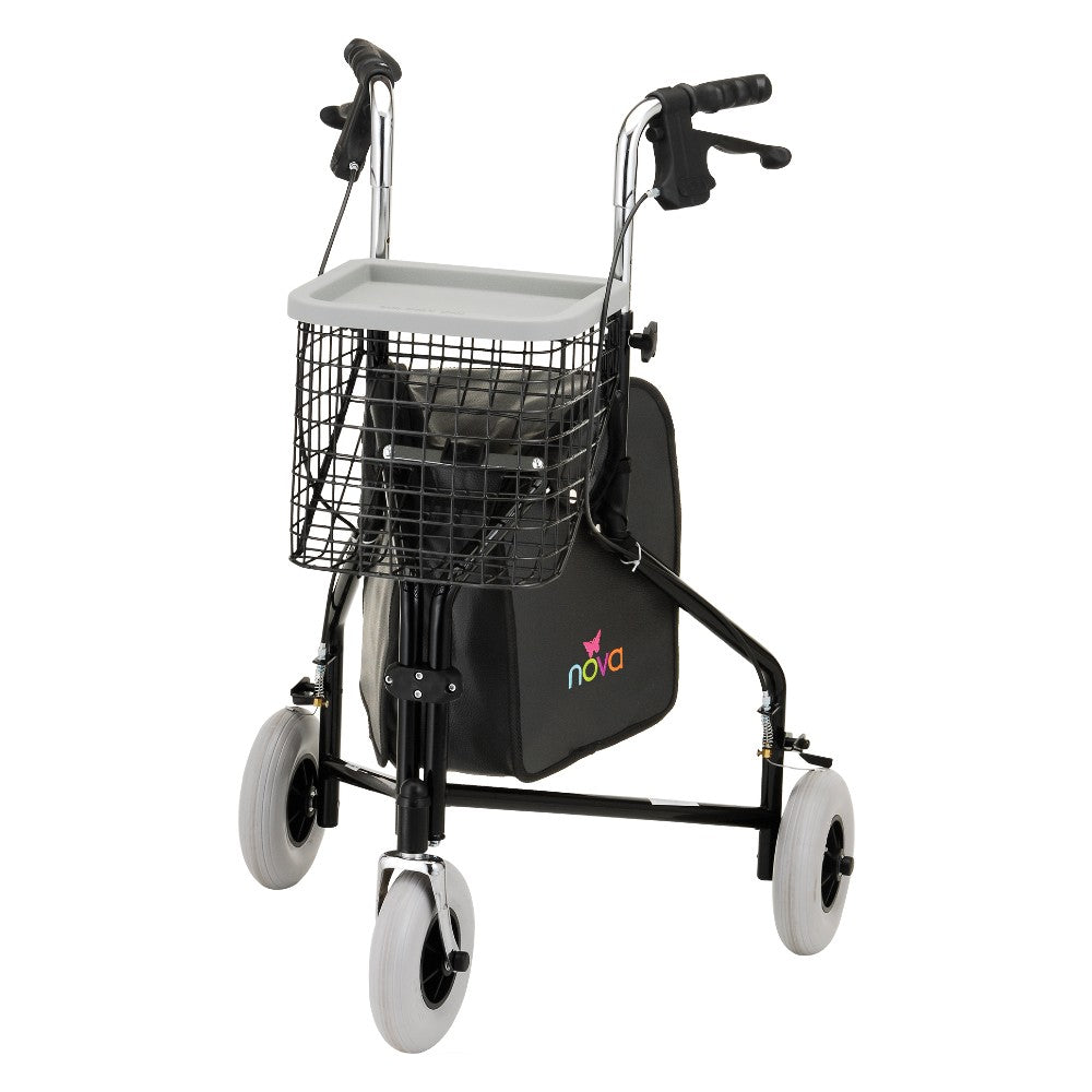 NOVA Traveler 3-wheel rolling walker in black.