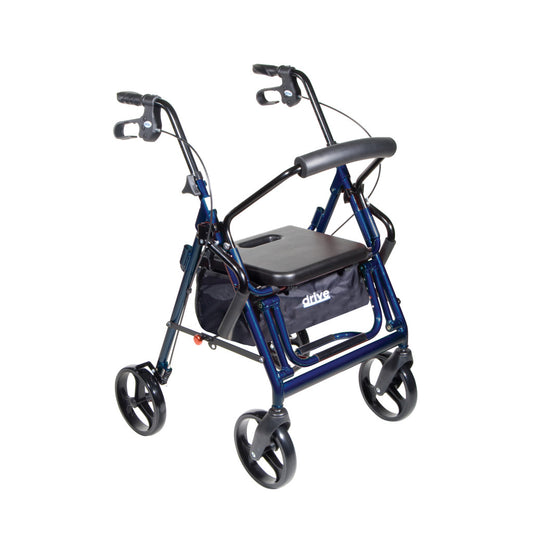 Drive Medical DUET Rollator Transport Chair in Blue, front view