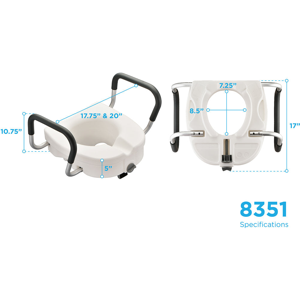 Raised Toilet Seat With Detachable Arms - 5" Locking