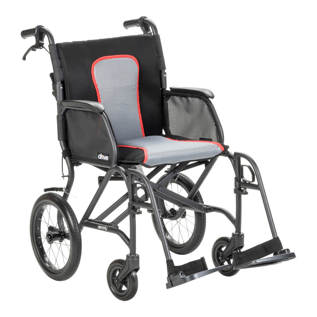 Drive AEROFLY Transport Chair, SF in Black, Gray, Red