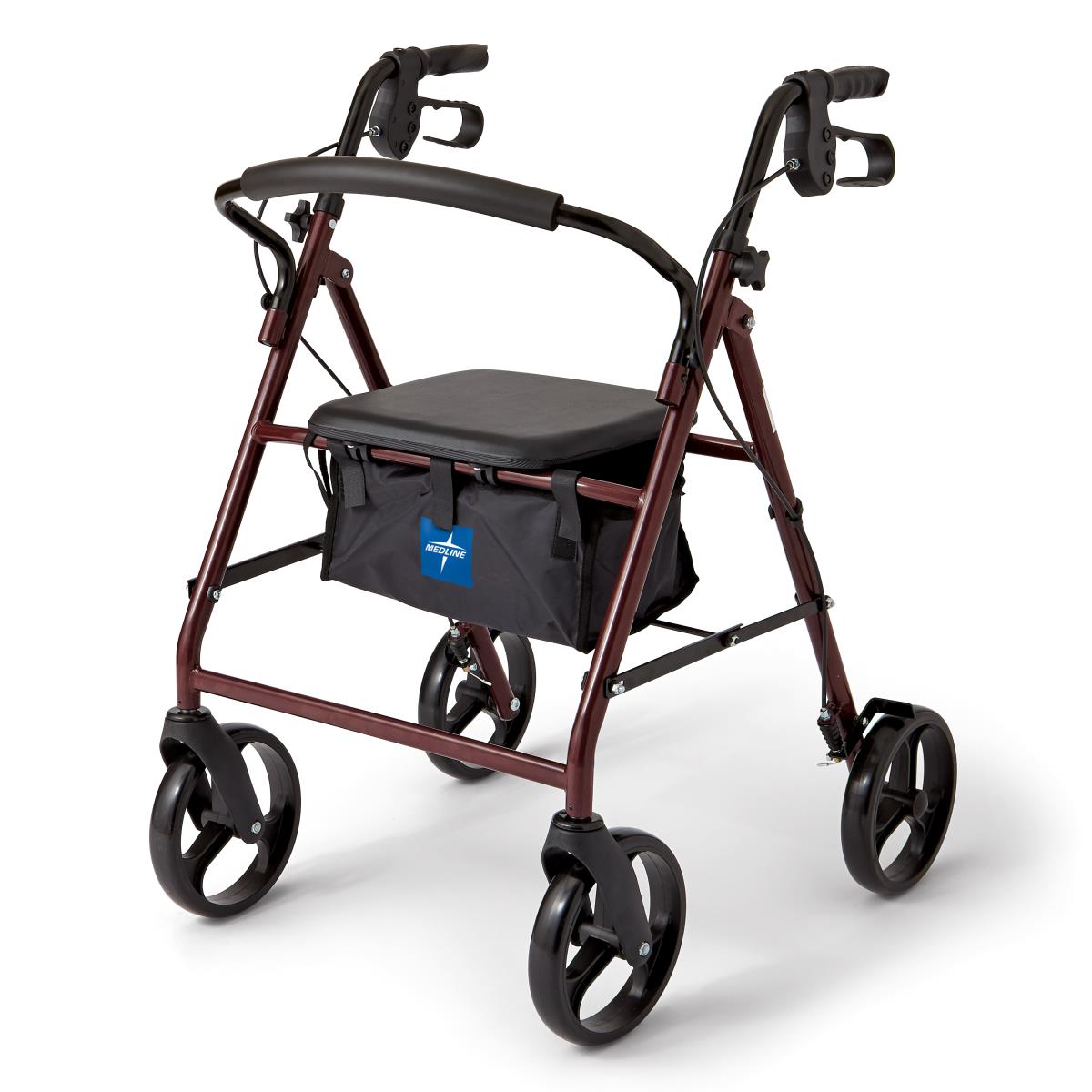Medline Basic Steel Rollator 8 inch Wheels Burgundy