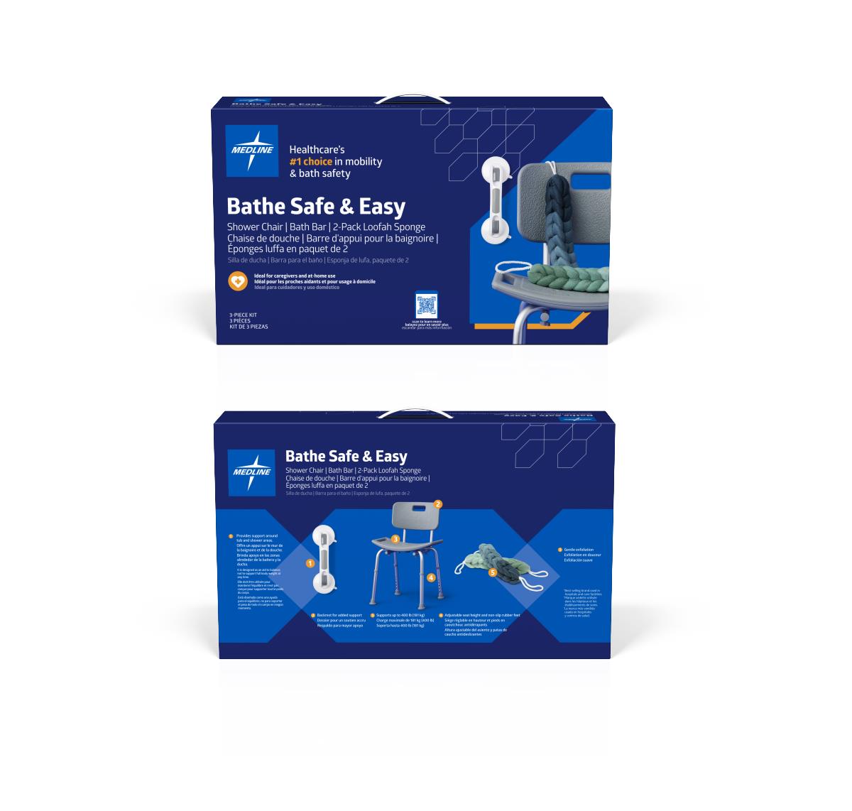 Bathe Safe and Easy Kits for Caregivers with Premium Shower Chair