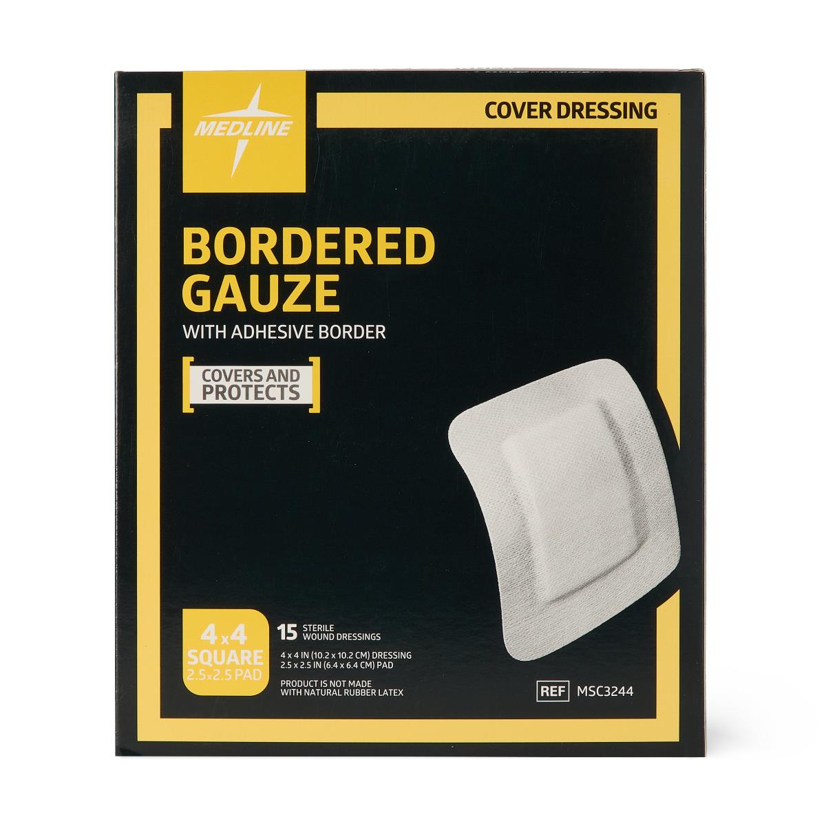Medline Bordered Gauze Adhesive Island Wound Dressings (Box of 15)