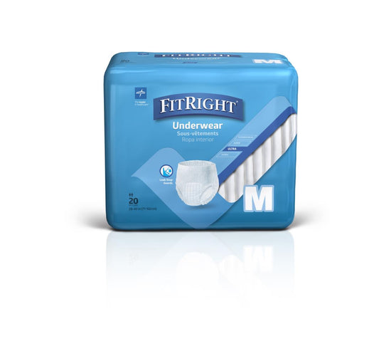 FitRight Ultra adult incontinence protective underwear with heavy absorbency for discreet urinary and bowel leak protection.