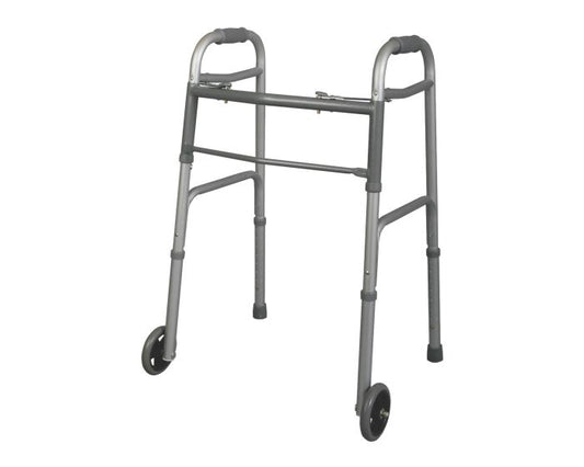 Medline 2-Button Folding Aluminum Junior Walker with 5" Wheels
