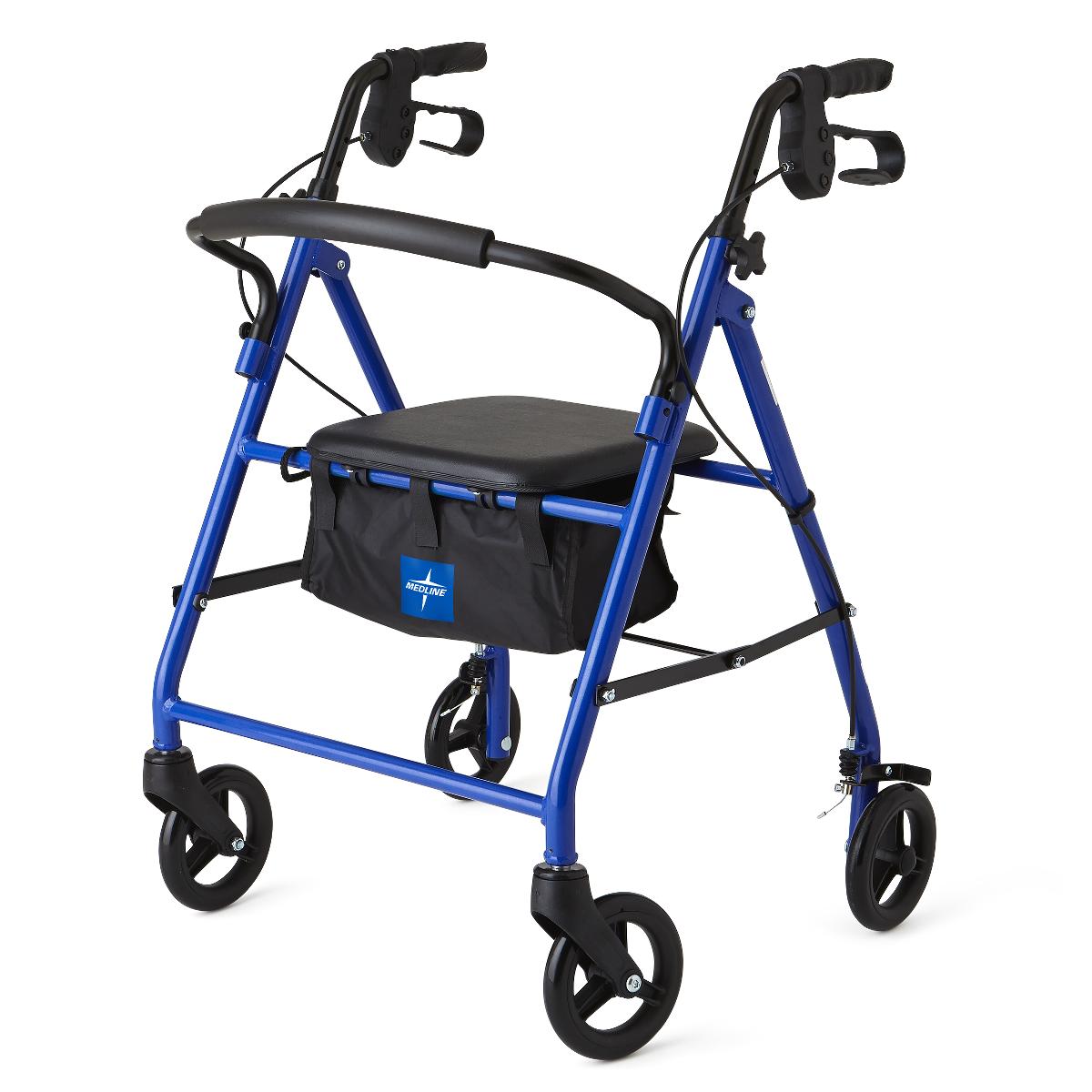 Medline Basic Adult Steel Rollator with 6" Wheels in Blue