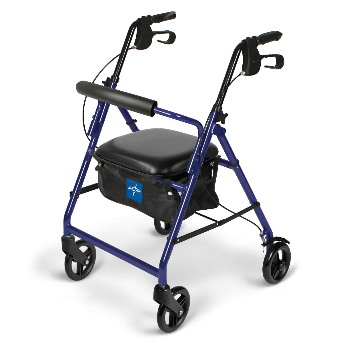 Medline Basic Adult Steel Rollator with 6" Wheels in Blue