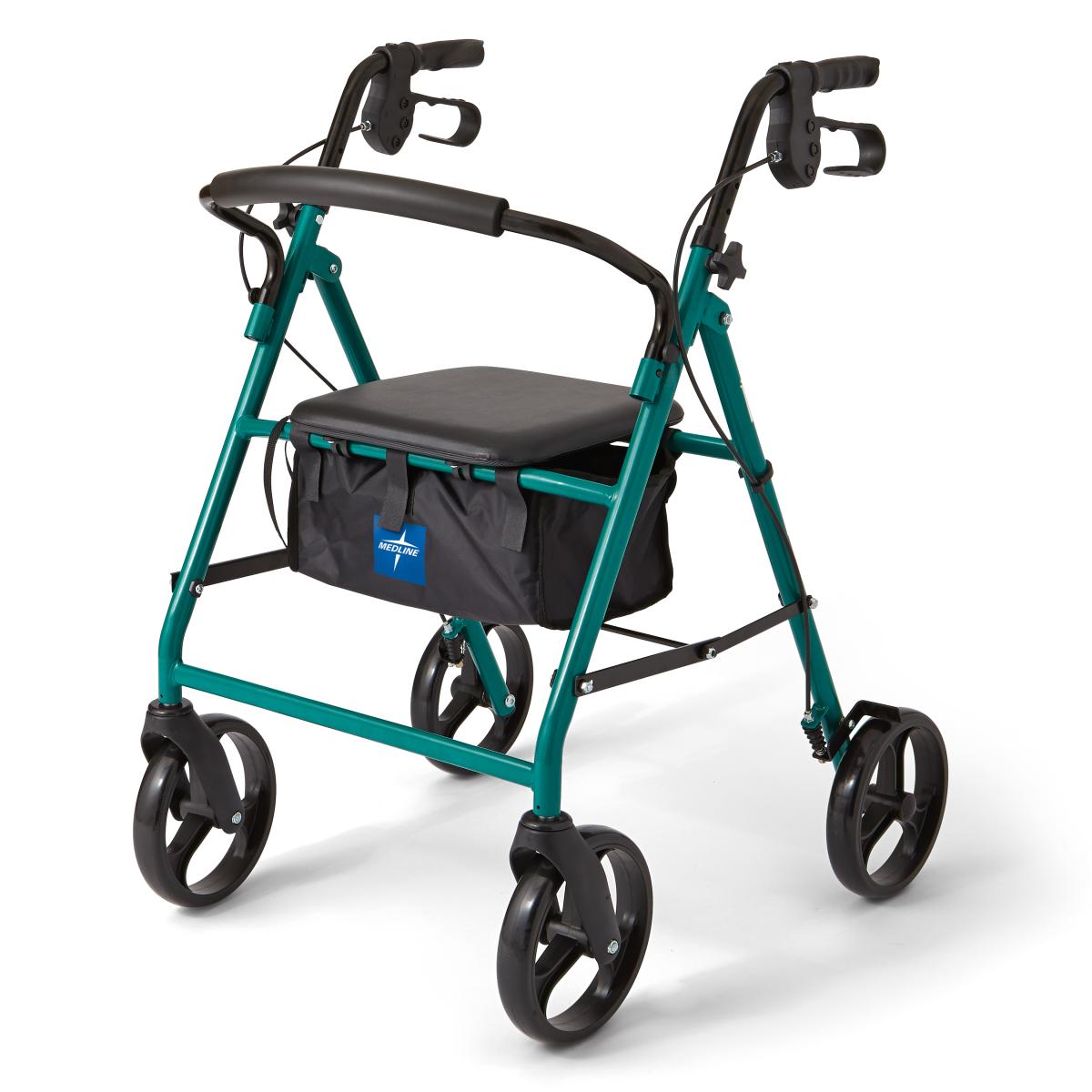Medline Basic Steel Rollator 8 inch Wheels Green