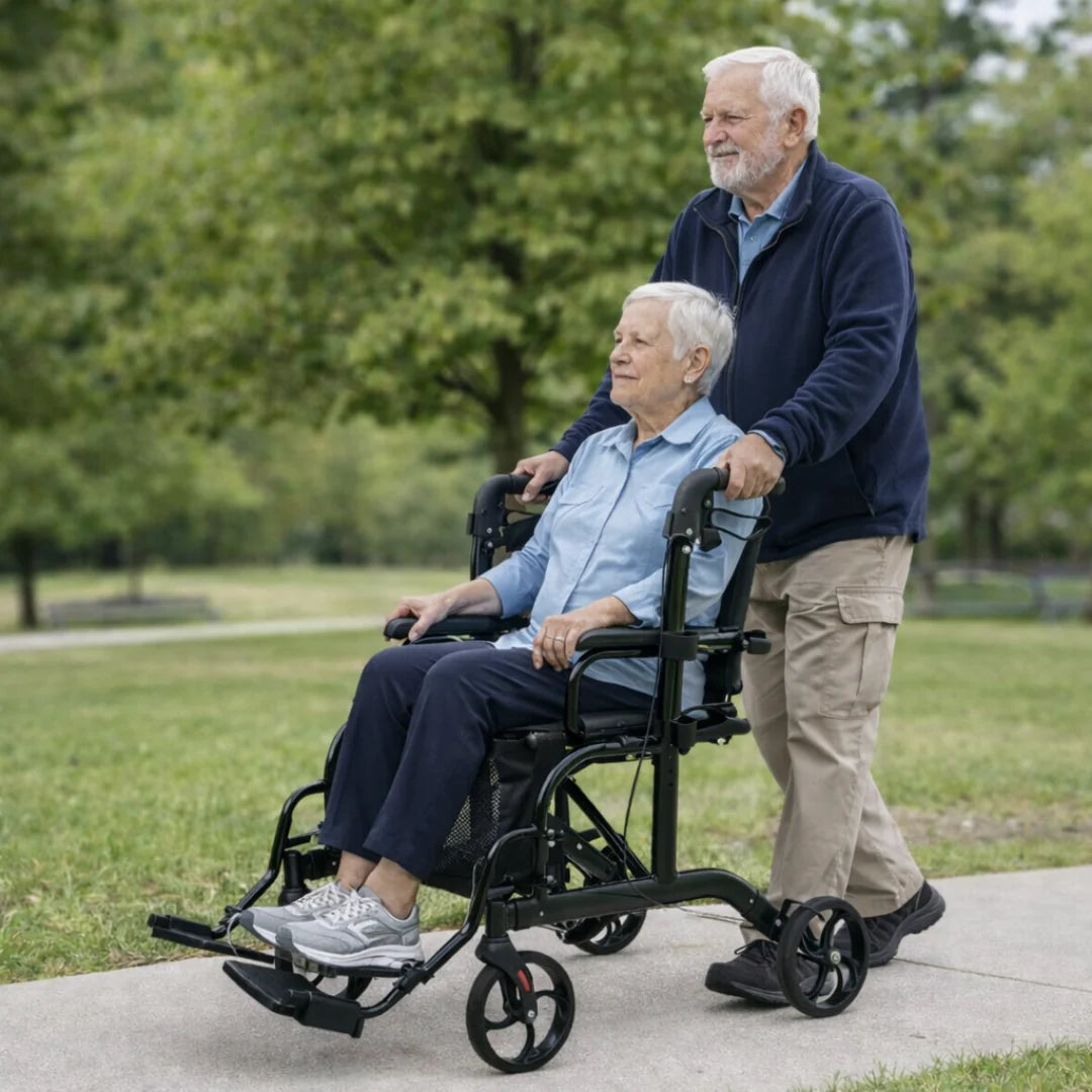 Medline Translator Combination Rollator/Transport Chair in Black 