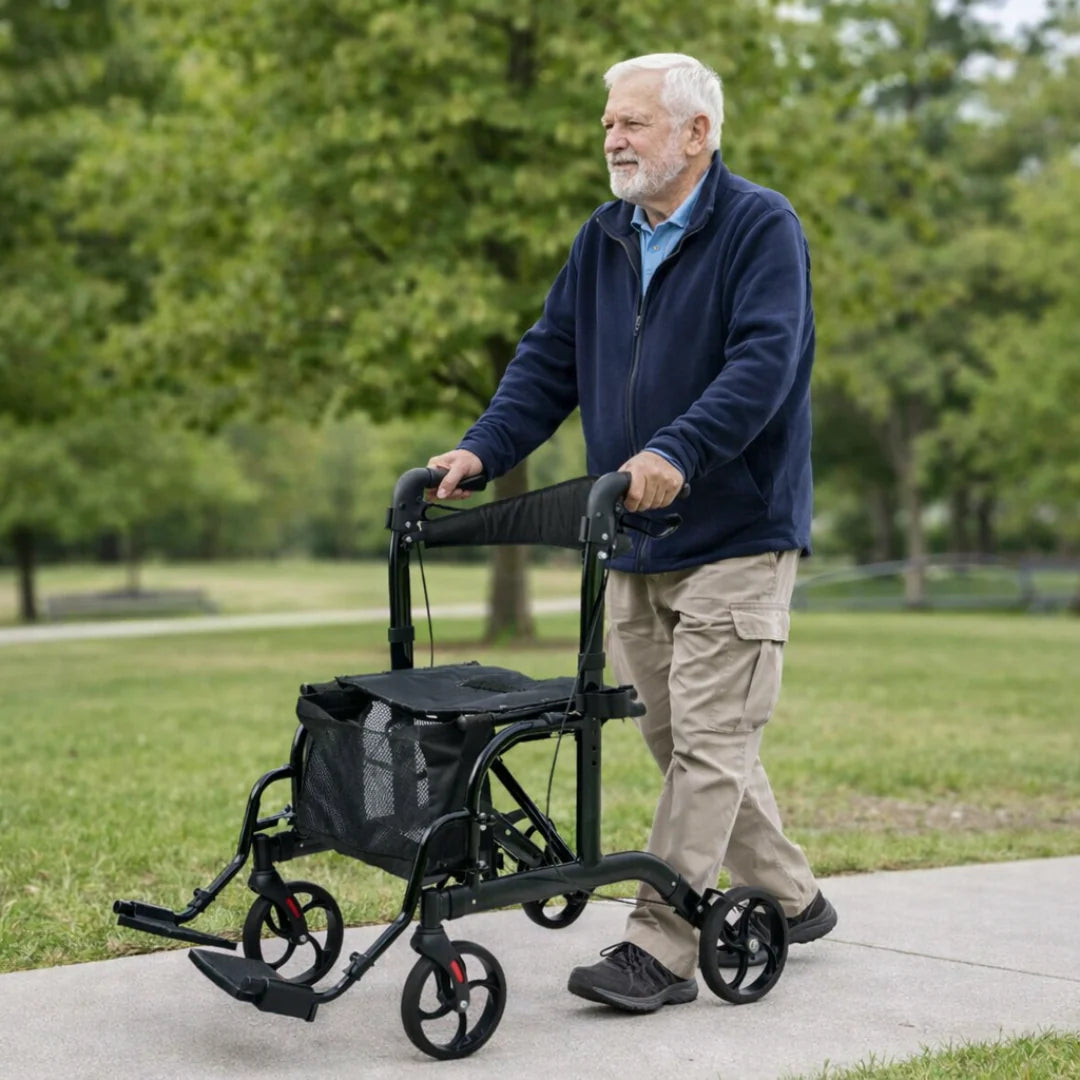 Medline Translator Combination Rollator/Transport Chair in Black