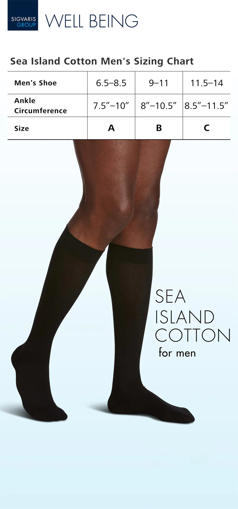 Sea Island Cotton for Men Calf Compression Socks (15-20mmHg)
