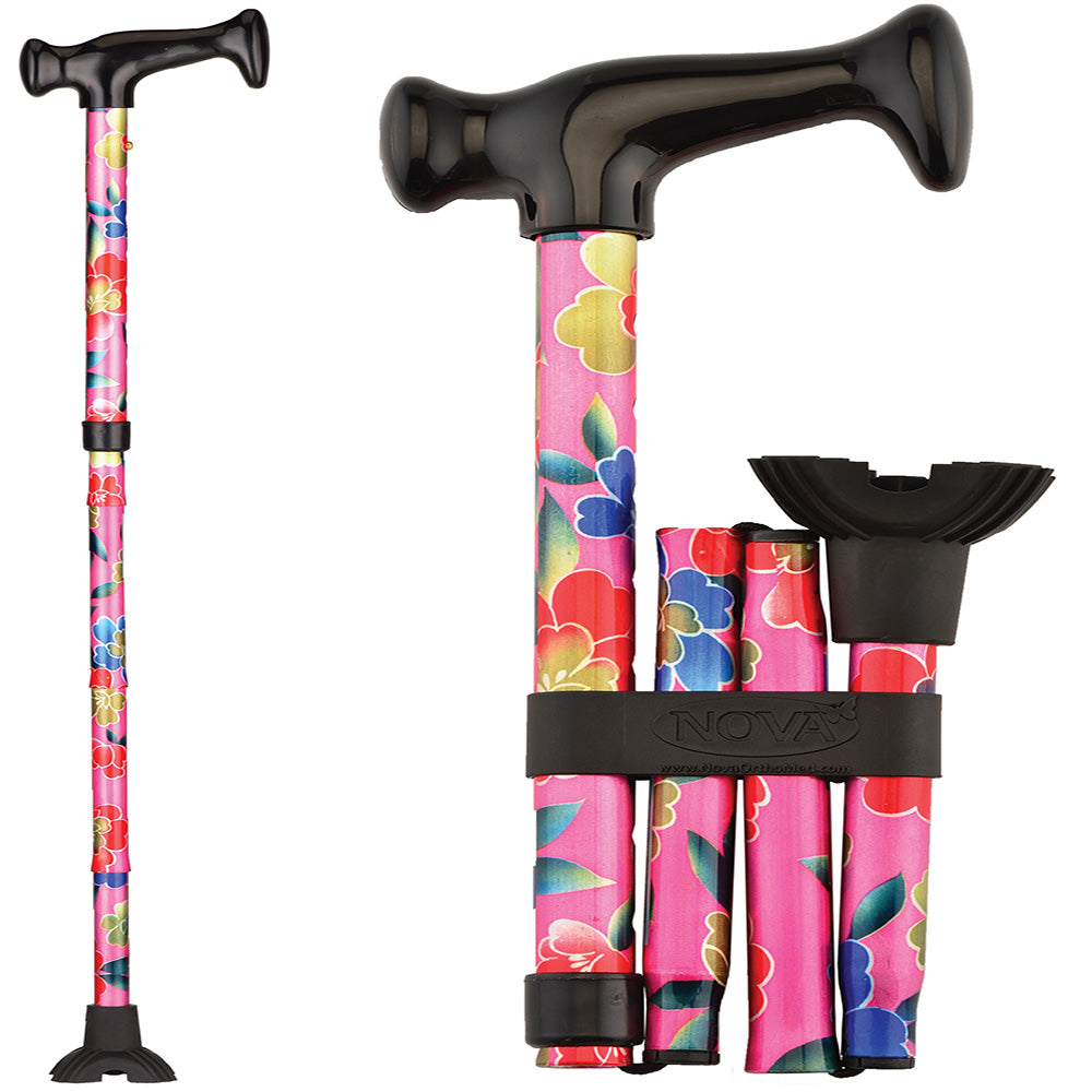 Folding Cane with Mini Quad Tip