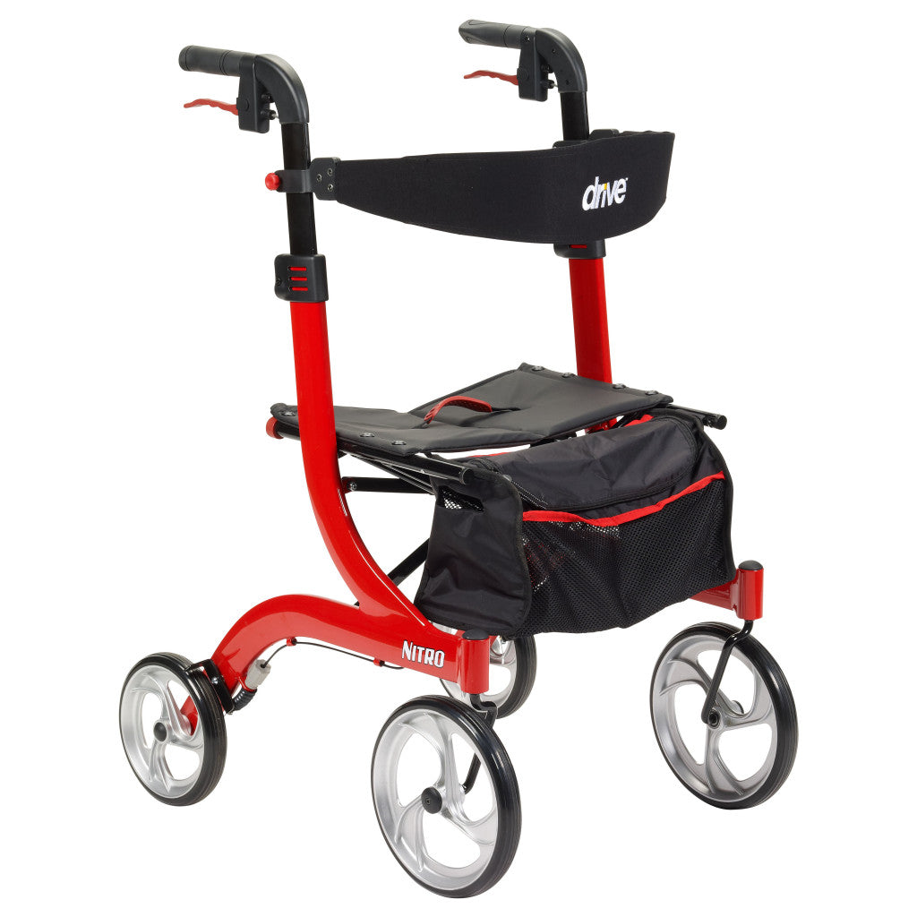 Drive Medical Nitro Aluminum Rollator in Red, front view