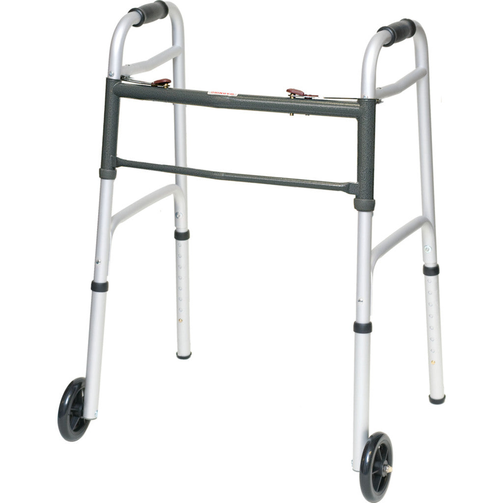 ProBasics Aluminum 2-Button Adult Walker w/ Wheels