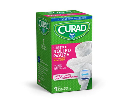 Curad Stretch Rolled Gauze 3in x 4.1yds (Carton of 6)