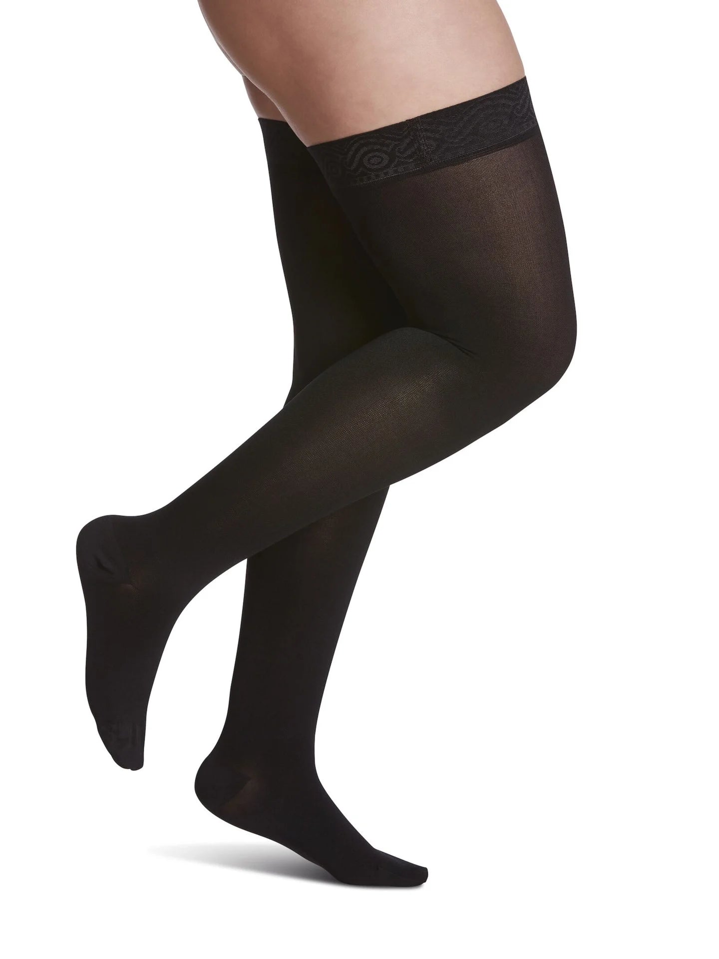 Opaque Thigh-High Compression Stockings