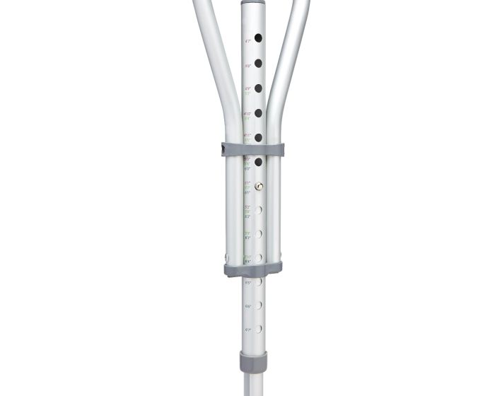 Quick-Fit Aluminum Crutches with Red Dot Hand Grip and I-Beam Height Adjustment, 4'7" - 6'7"