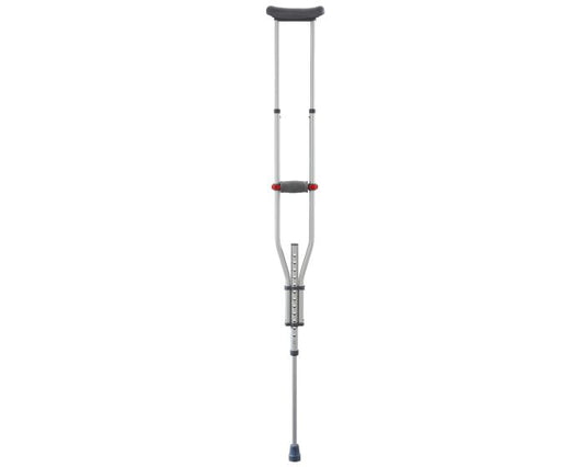 Quick-Fit Aluminum Crutches with Red Dot Hand Grip and I-Beam Height Adjustment, 4'7" - 6'7"