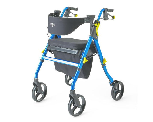 Medline Empower Rollator is a premium, lightweight mobility aid designed for indoor and outdoor versatility.