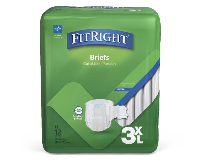 FitRight 3XL disposable bariatric incontinence brief with heavy absorbency for adult bladder and bowel protection.